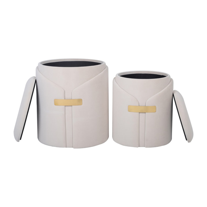 Set di 2 pouf contenitori Forcet in velluto rosa antico