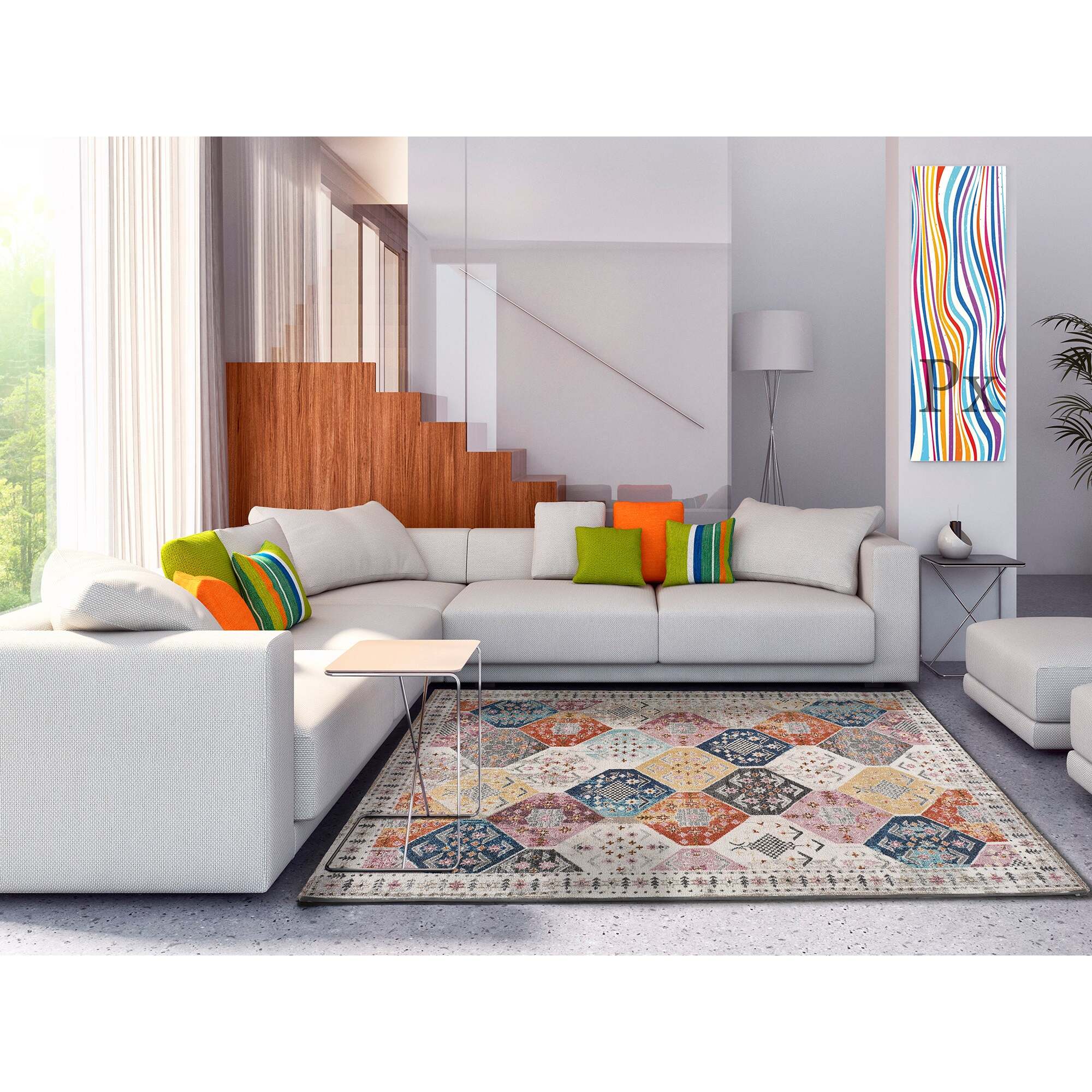 Alfombra Ã©tnica Mirva multicolor, varias medidas disponibles