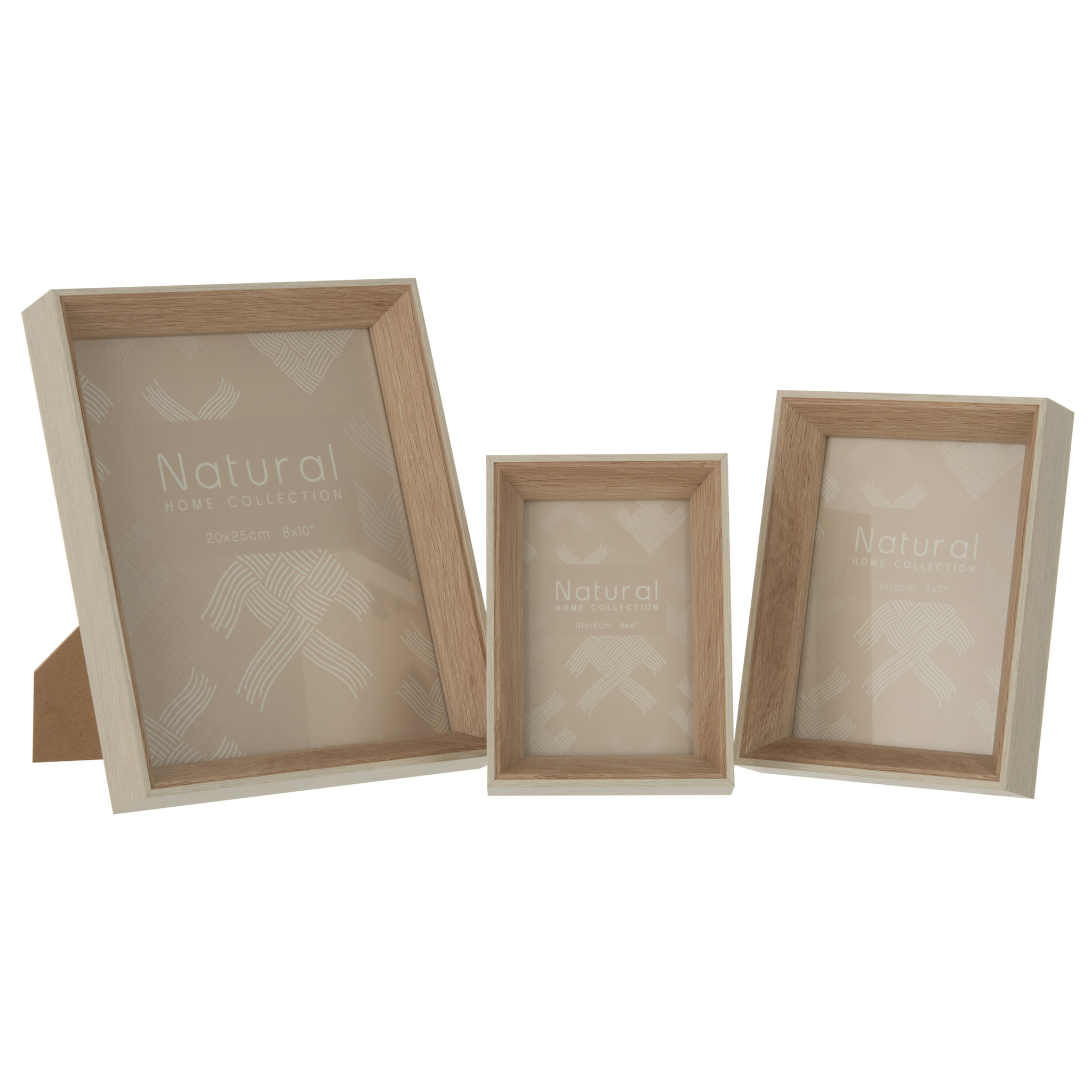 J-Line cadre photo Profondeur - bois - crème - 2 pièces