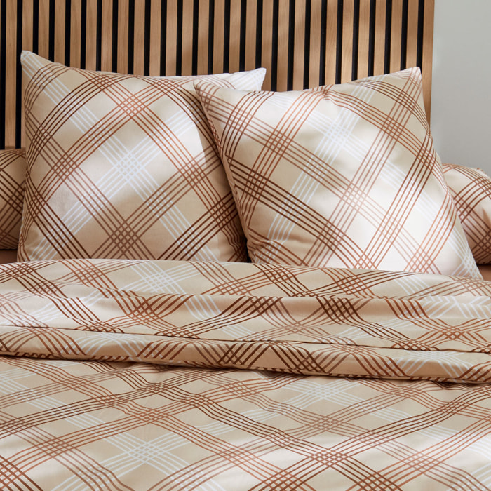 Parure de couette en flanelle au look graphique - Beige foncé