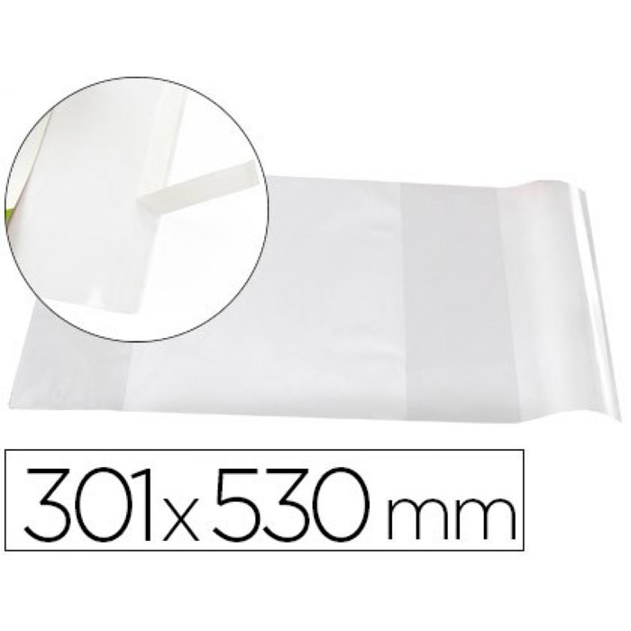 Forralibro liderpapel nº30 con solapa ajustable adhesivo 301 x 530 mm (Pack de 25 uds.)