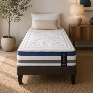 Ensemble Matelas Quintessence & Sommier Kit Tissu, Mémoire de Forme & Haute Densité, 30 cm, Accueil Enveloppant, Soutien Ferme