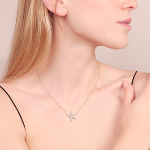 Collana Catena Rolo con Ciondolo Stella di Mare e Pavé di Cubic Zirconia