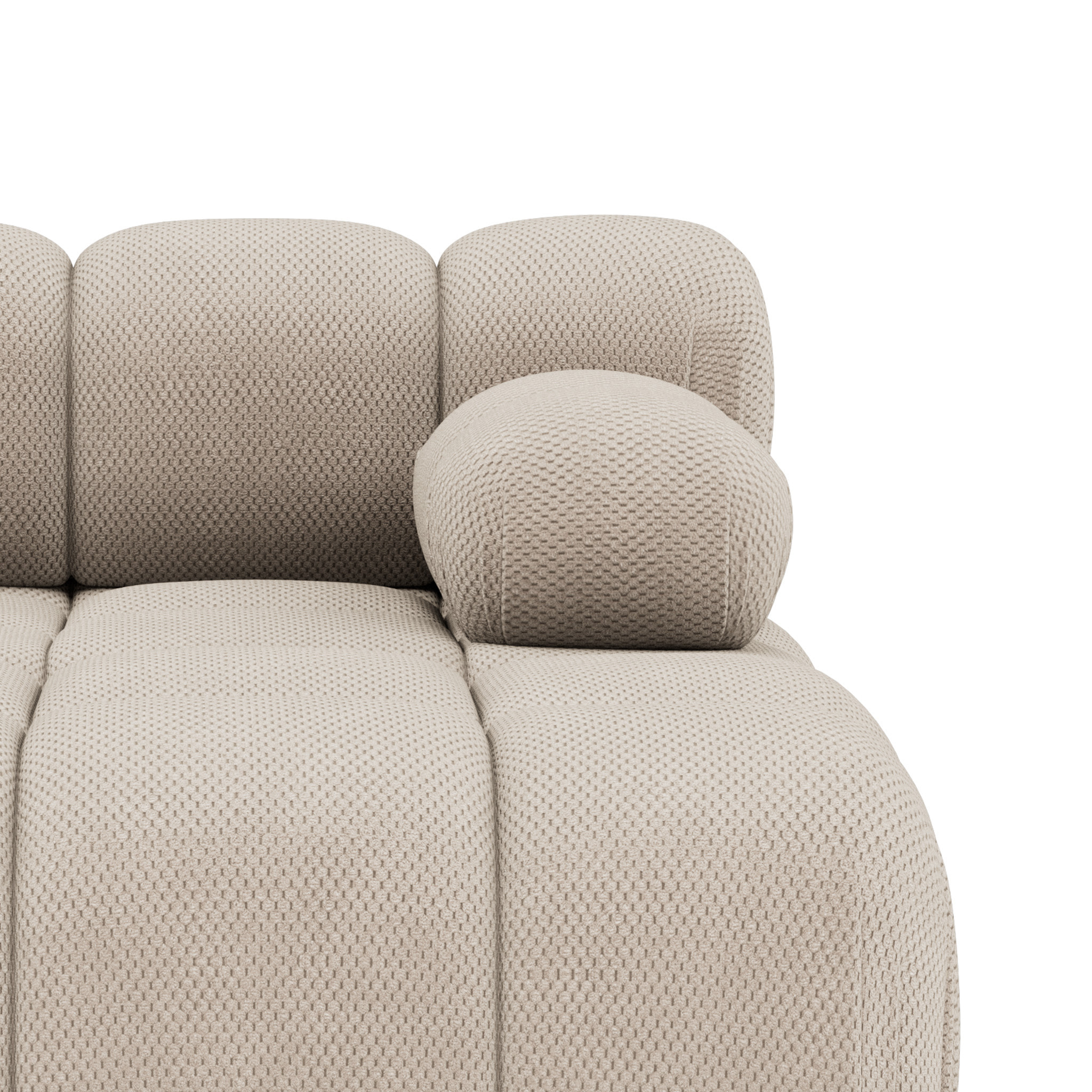 Ruby - module d'assise méridienne droite en velours texturé - Beige