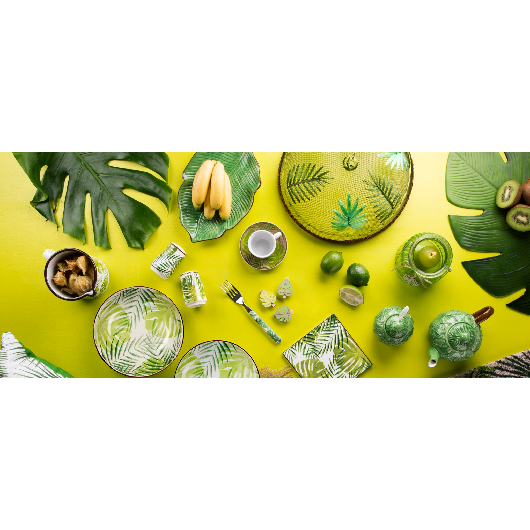 Set de 6 assiettes de service en céramique Excelsa – Foliage, Feuille 27 cm, Vert