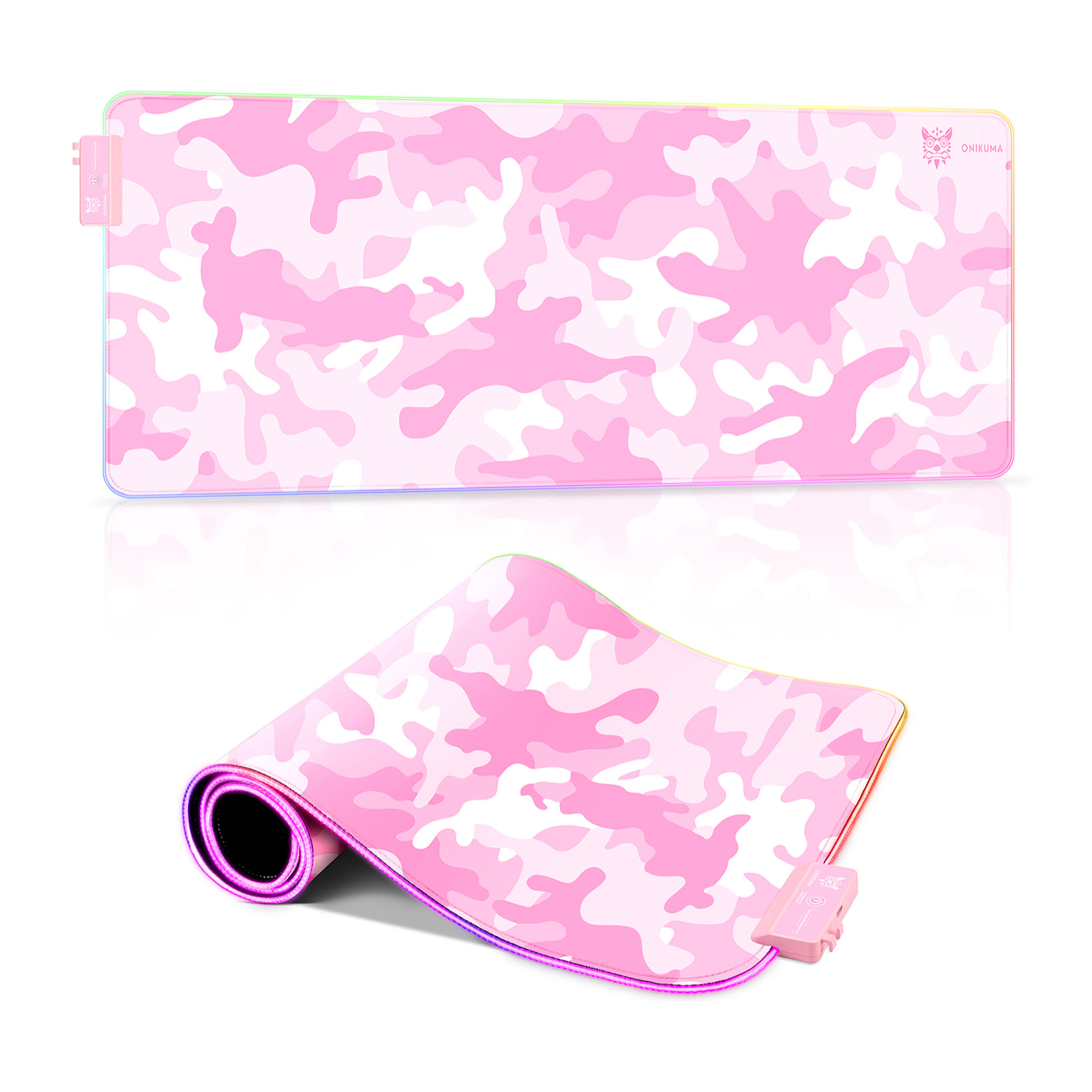 Tappetino per mouse da gioco Onikuma con luci LED RGB. Dimensioni 79x30 cm.