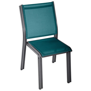 Chaise de jardin empilable "Essentia" bleu canard & graphite en aluminium traité époxy