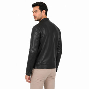 Giubbino in vera pelle di vitello Nero