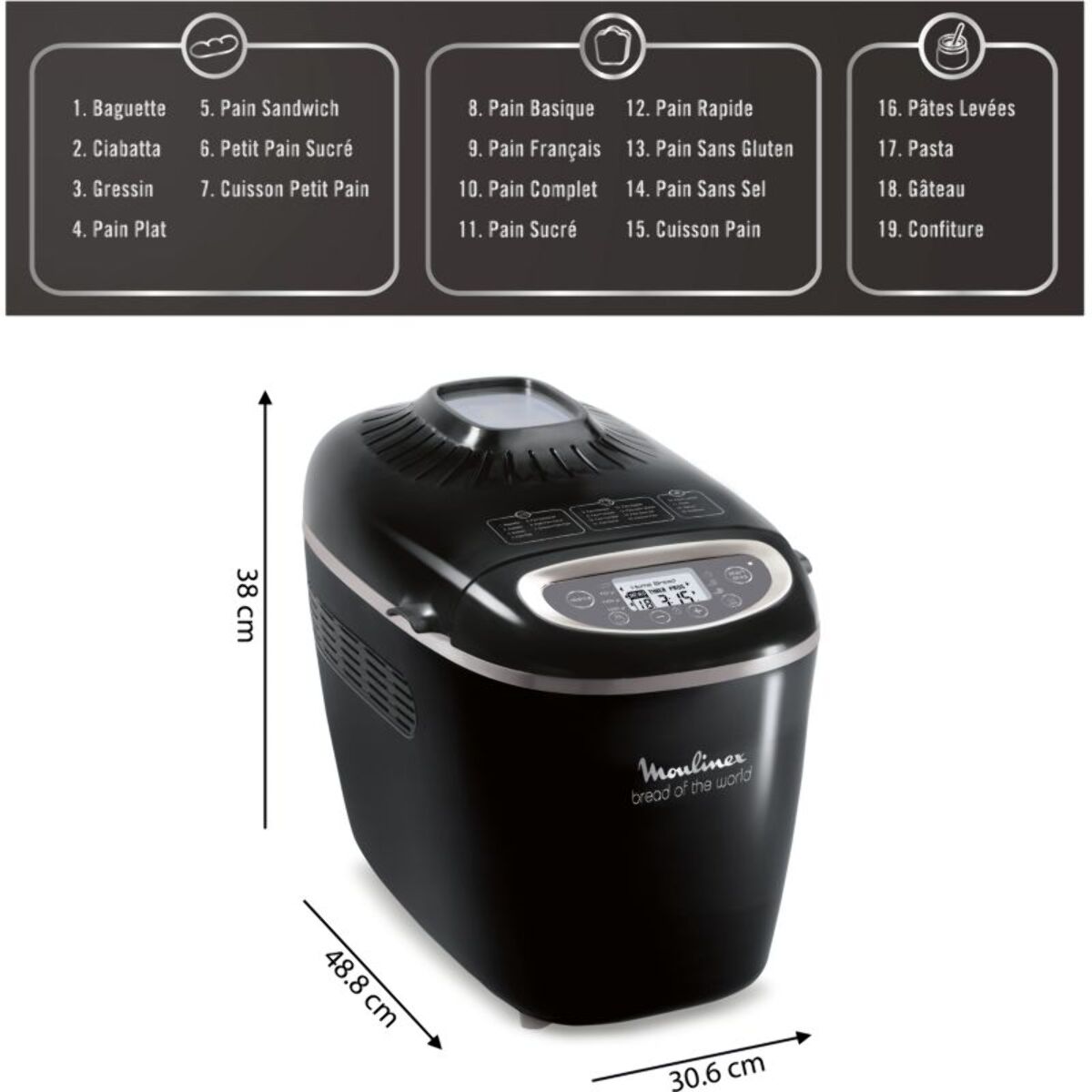 Machine à pain MOULINEX pains du monde OW611810