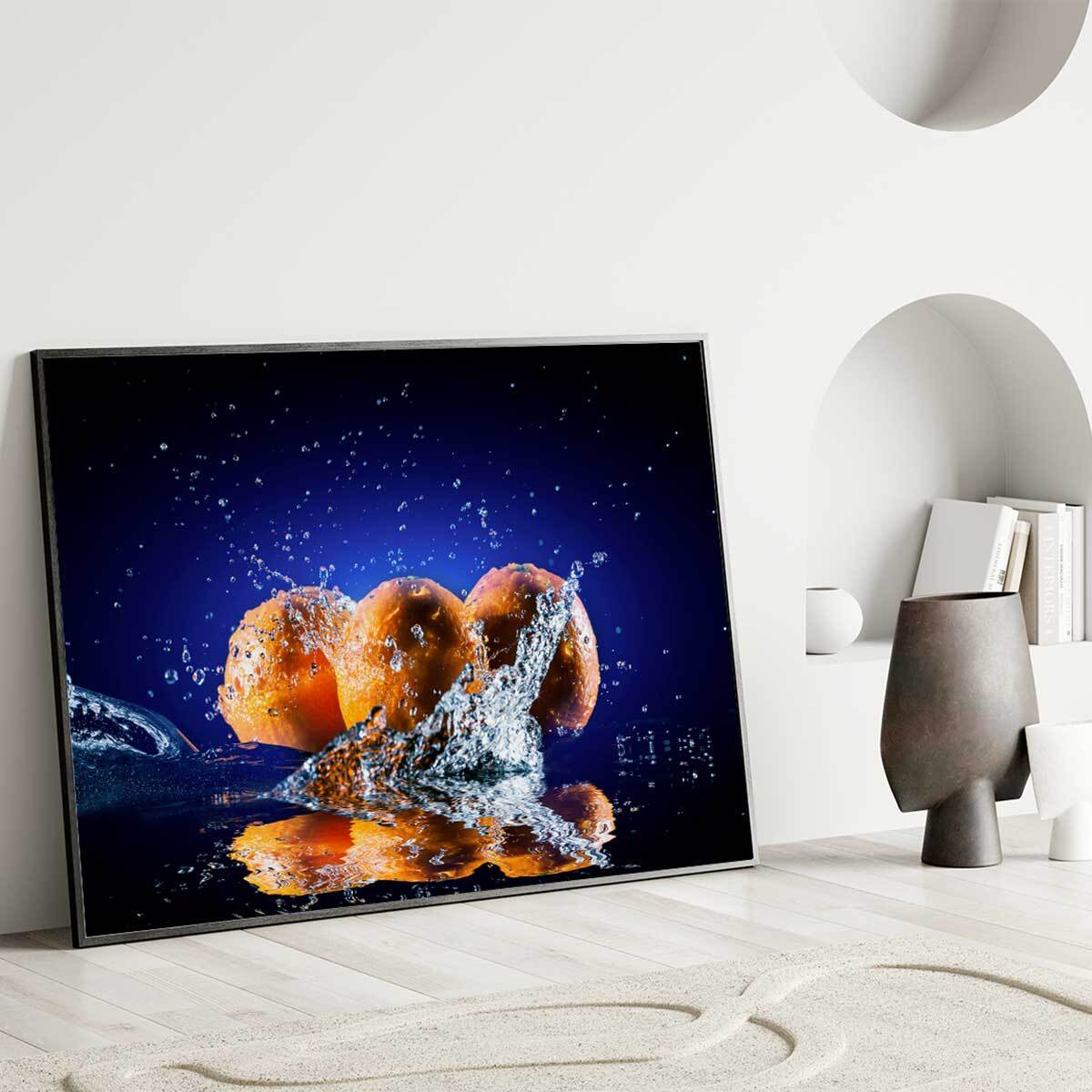 Affiche encadrée fruits éclaboussés Affiche + cadre en métal - Noir