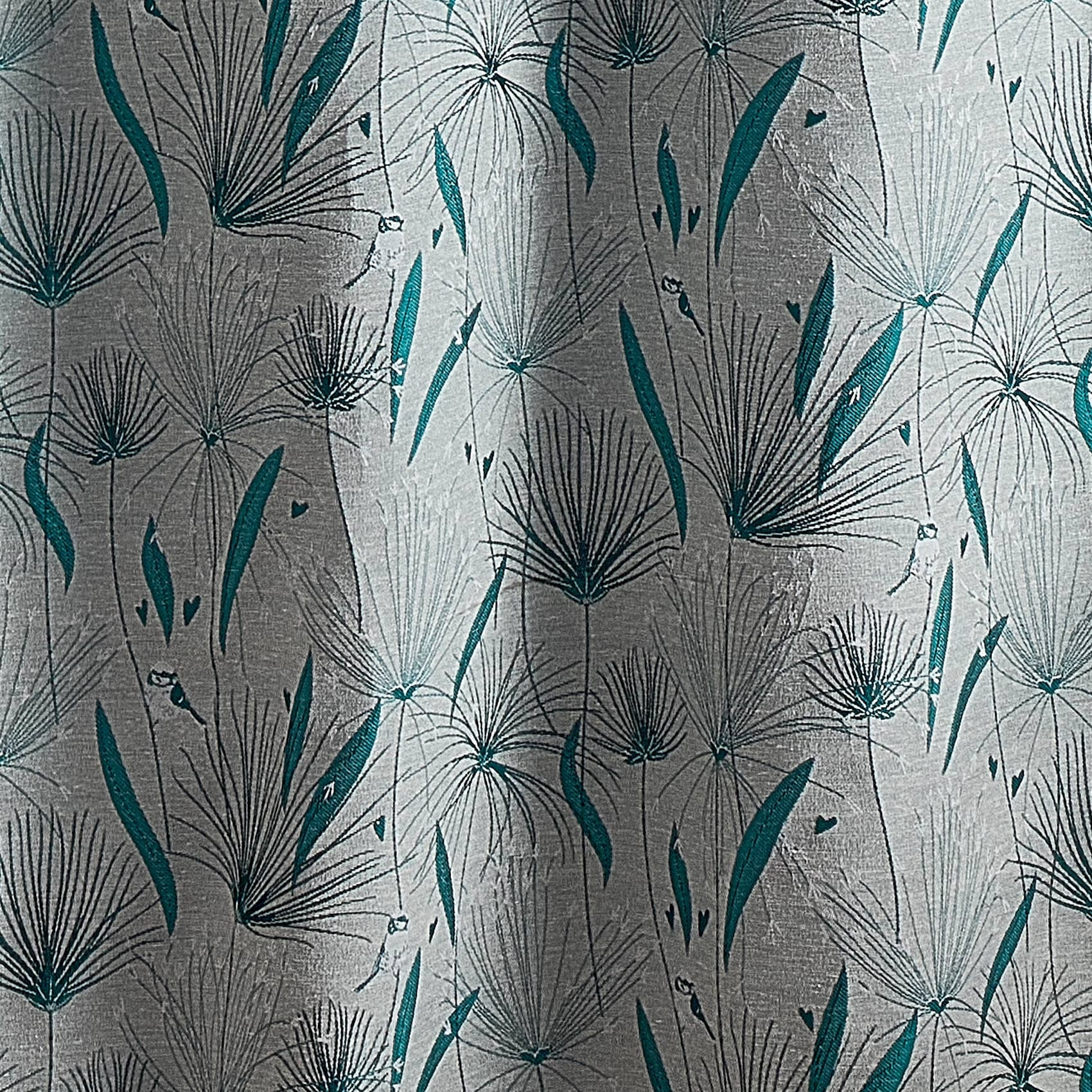 Rideau d'ameublement à jacquard papyrus - Bleu Paon