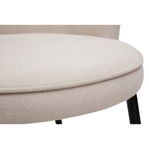 Chaises design en tissu effet velours beige et métal noir (lot de 2) SERIF