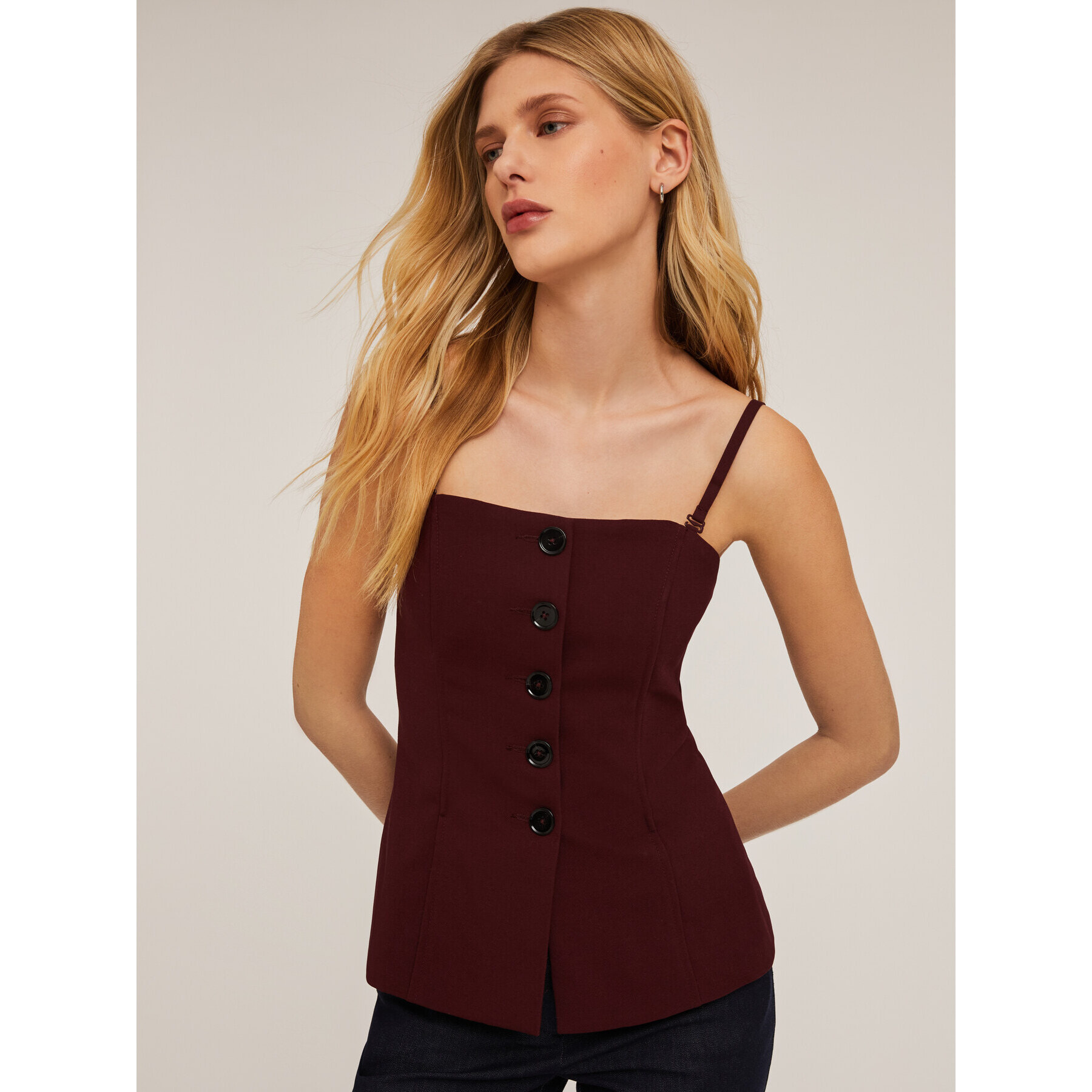 Motivi - Top bustier con tirantes - Burgundy