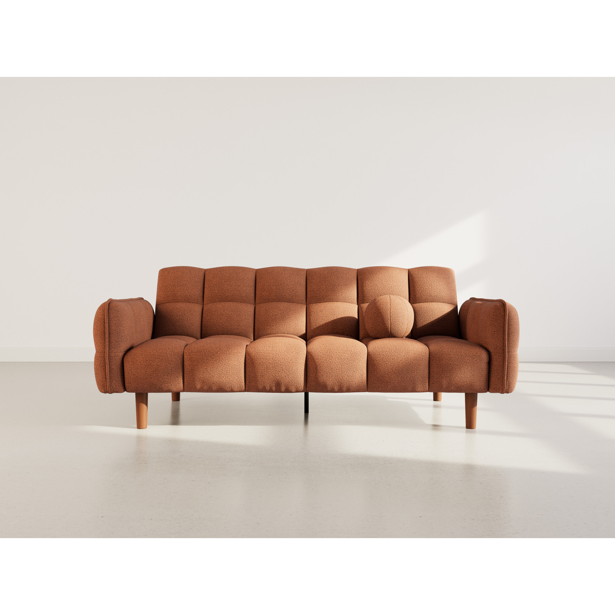 Adam - Canapé convertible clic-clac 2 places en tissu texturé - Terracotta