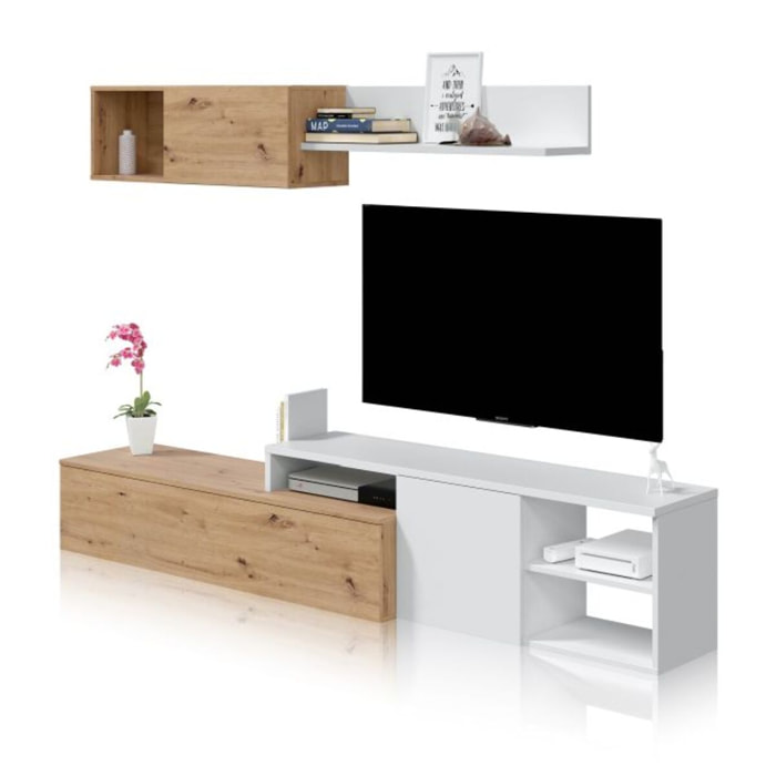 Salón Kate Blanco Artik (Blanco Mate) - Roble Nodi