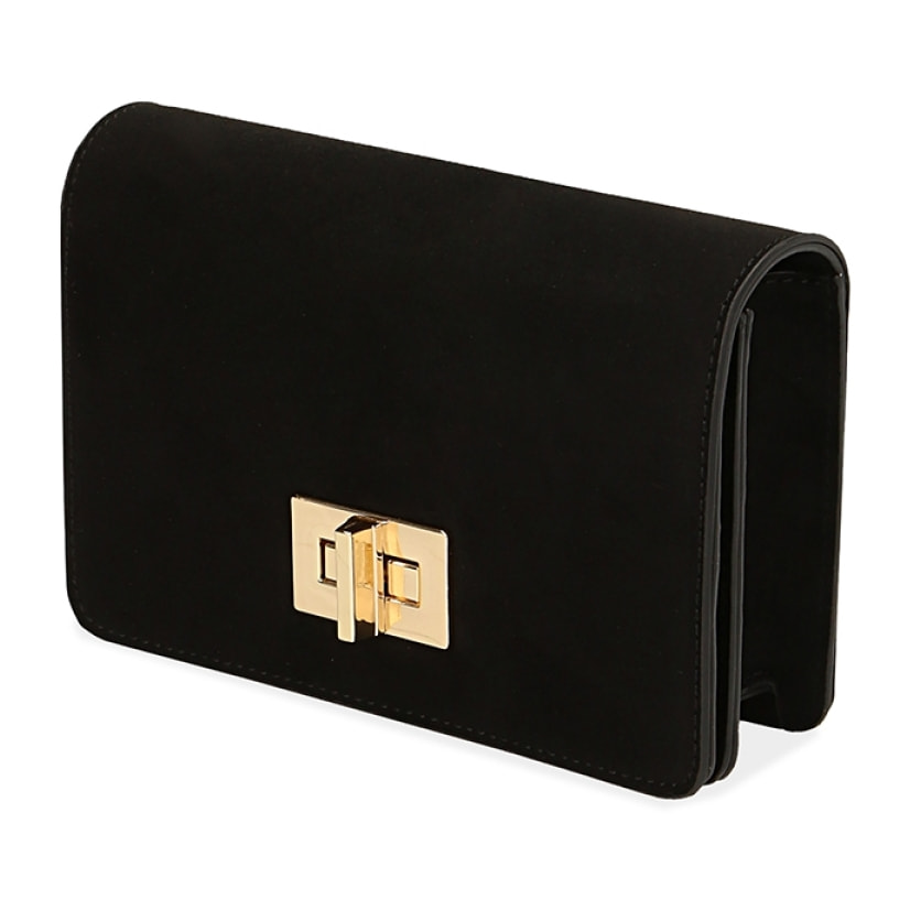 Borsa a tracolla minimal nera in microfibra