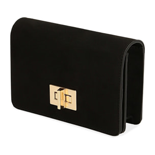 Borsa a tracolla minimal nera in microfibra