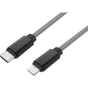 Câble Lightning ADEQWAT vers USB-C 2M certifié Apple Gris