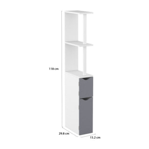 Colonne salle de bain blanche et grise 118cm