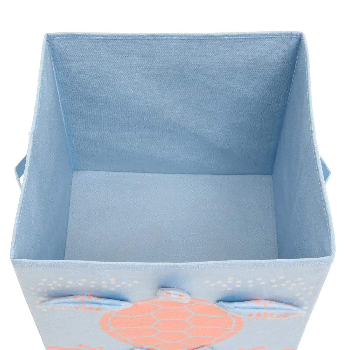 Panier de Rangement Enfant Orta 29x29cm Bleu Imprimé Tortue