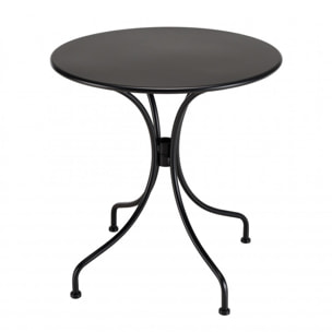 MALO - SALON DE JARDIN 2 PERS. - Table ronde 70x70cm et 2 fauteuils beiges et noirs en cordage