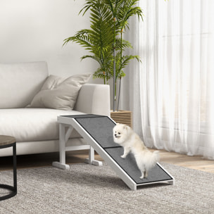 Rampa para Perros de Madera Rampa para Mascotas con Alfombra Antideslizante para Perros Pequeños Medianos y Grandes 152x40x50 cm Blanco y Gris