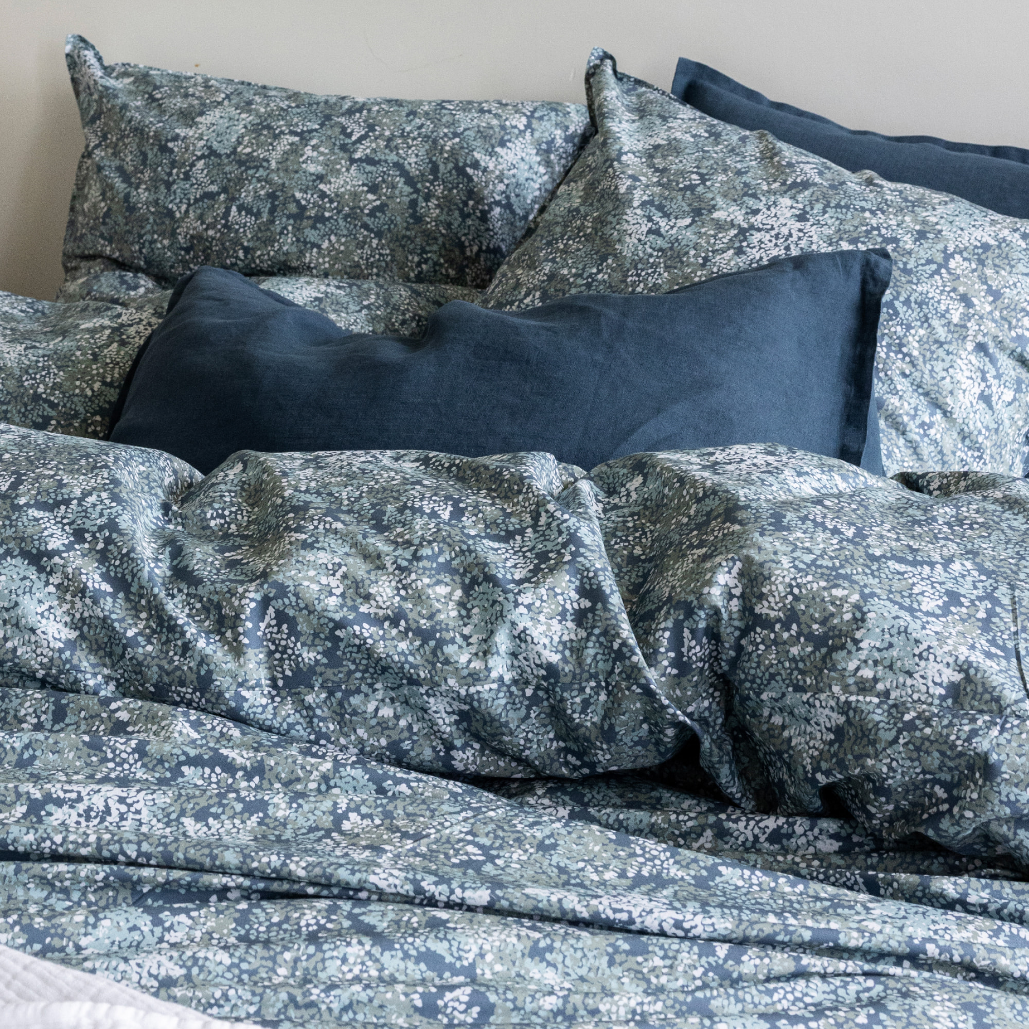 Drap plat en percale de coton, BRUME VÉGÉTALE