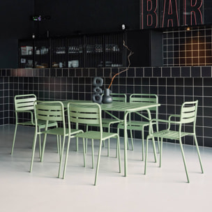 Table de jardin pliante métal + 6 assises AMÉLIA