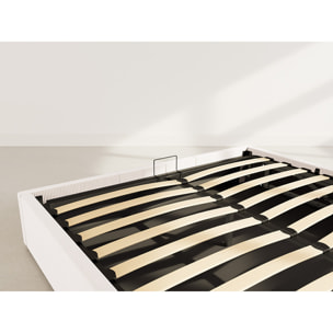 Isa - lit coffre - 160x200 cm - en velours côtelé - Beige