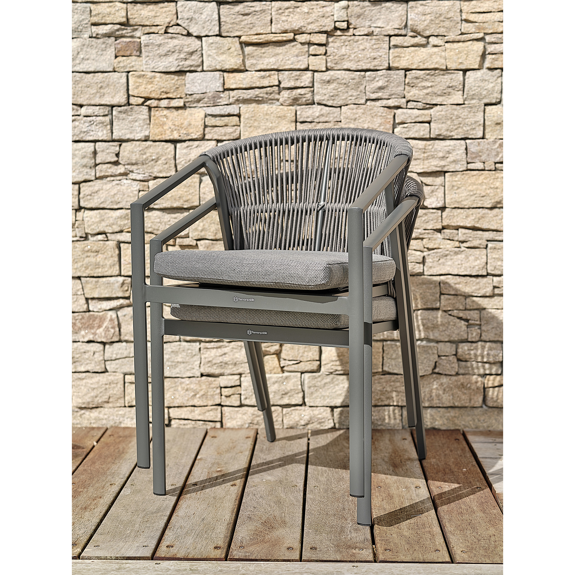 GAMBI - Lot de 2 Fauteuils de jardin - Gris anthracite