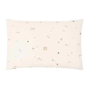 Taie d'oreiller imprimée en gaze de coton, BREAKFAST IN PARIS, Beige