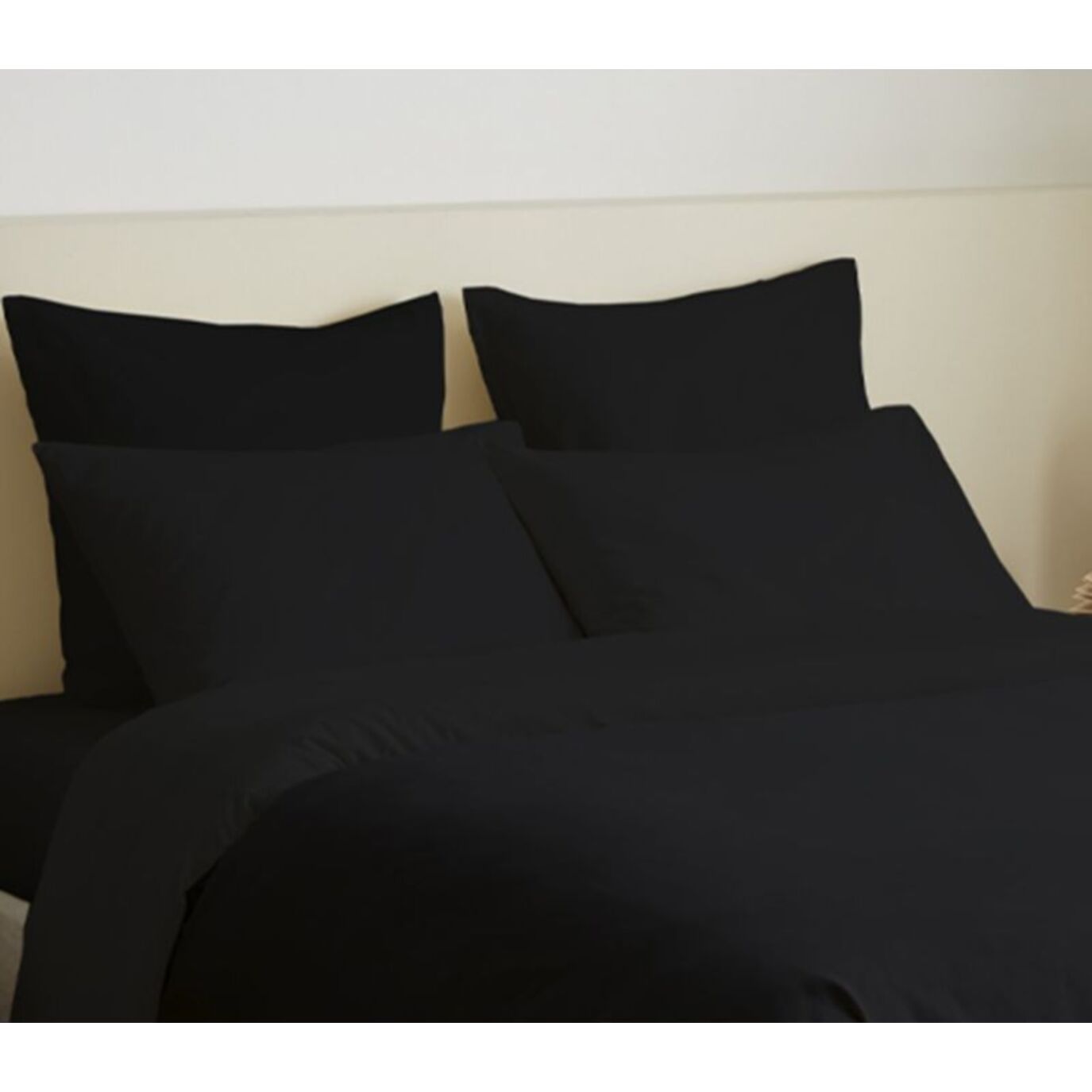 Pack complet 6 pièces unicolore Noir housse de couette pour lit 140 x 190 cm