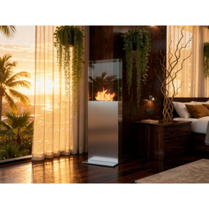 Chimenea de etanol de torre en acero y cristal templado CLIO PURLINE