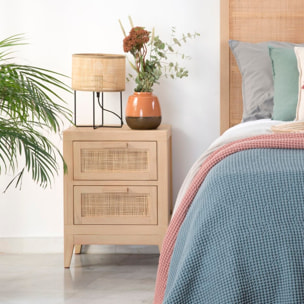 Table de chevet Pandora -bois massif d'acacia, panneau mdf et placage naturel-couleur naturel 42 x 55 x 35 cm