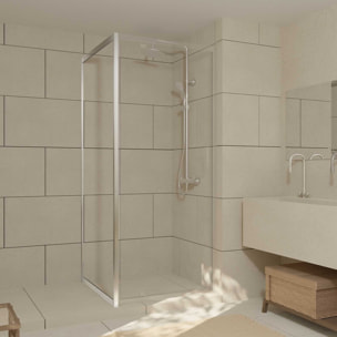 Retour pour Paroi pour douche - 80x200 cm - Profilés Chrome - verre transparent 6mm - CHROMED CRUSH