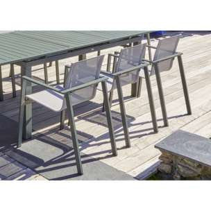 MIAMI - Ensemble repas de jardin 8 places en aluminium kaki