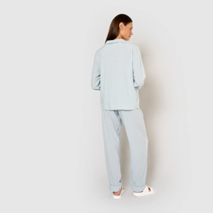 Pigiama lungo stile camicia in viscosa azzurro chiaro sassy