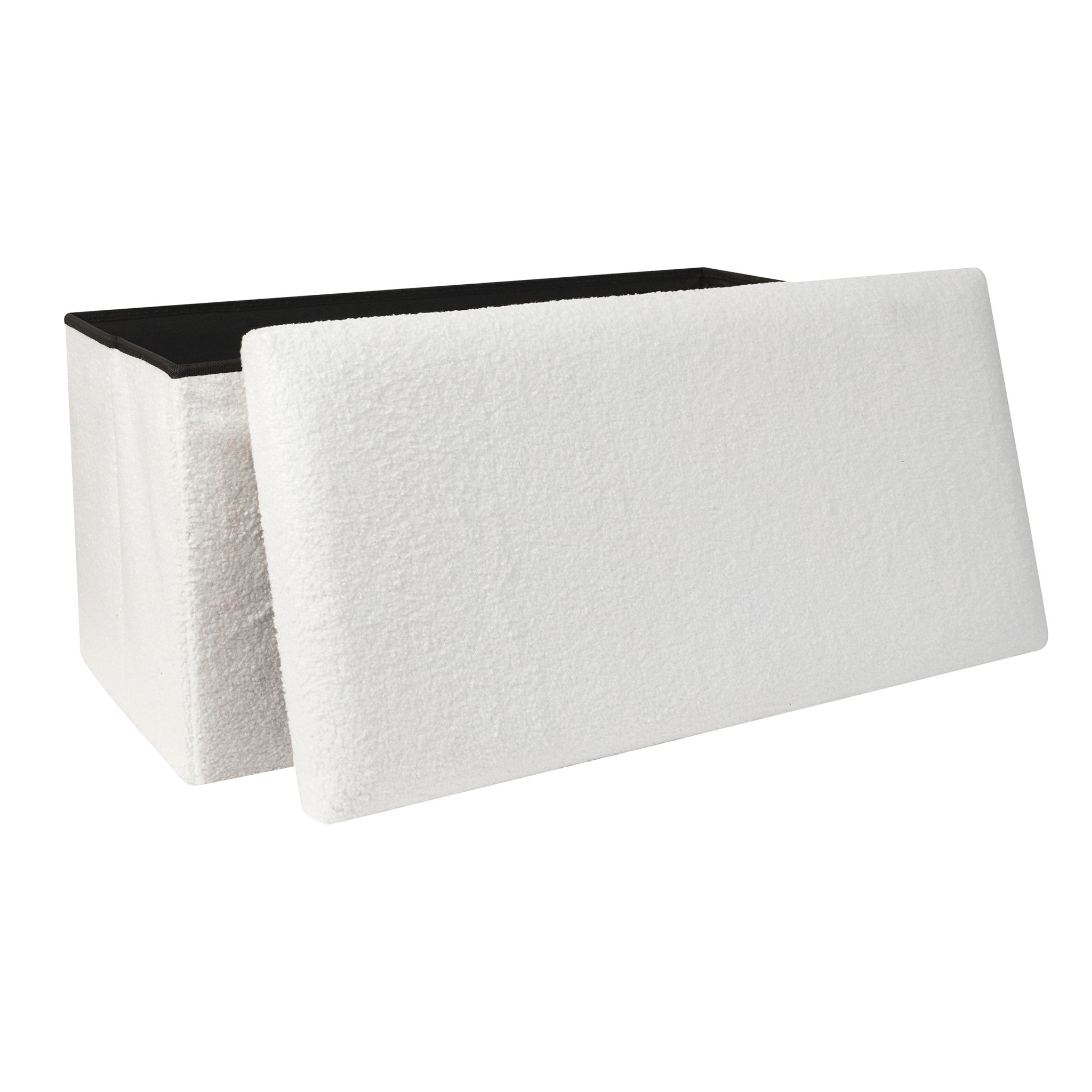 Coffre Banc Pliable Bouclette Blanc
