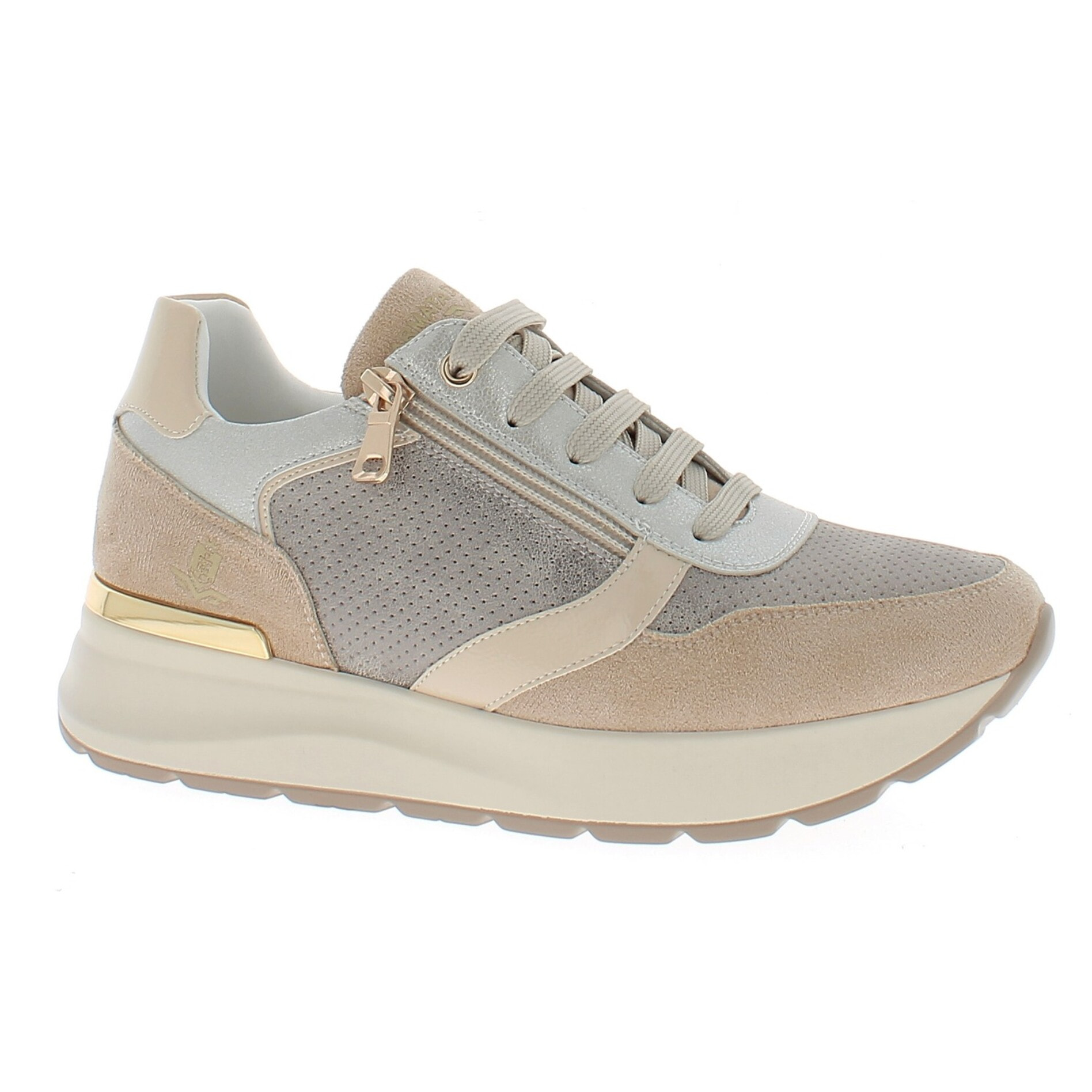 Armata di Mare Scarpe Donna Sneakers Casual Zip Laterale con Soletta in Memory Foam AMD S61H10 Beige Bronze