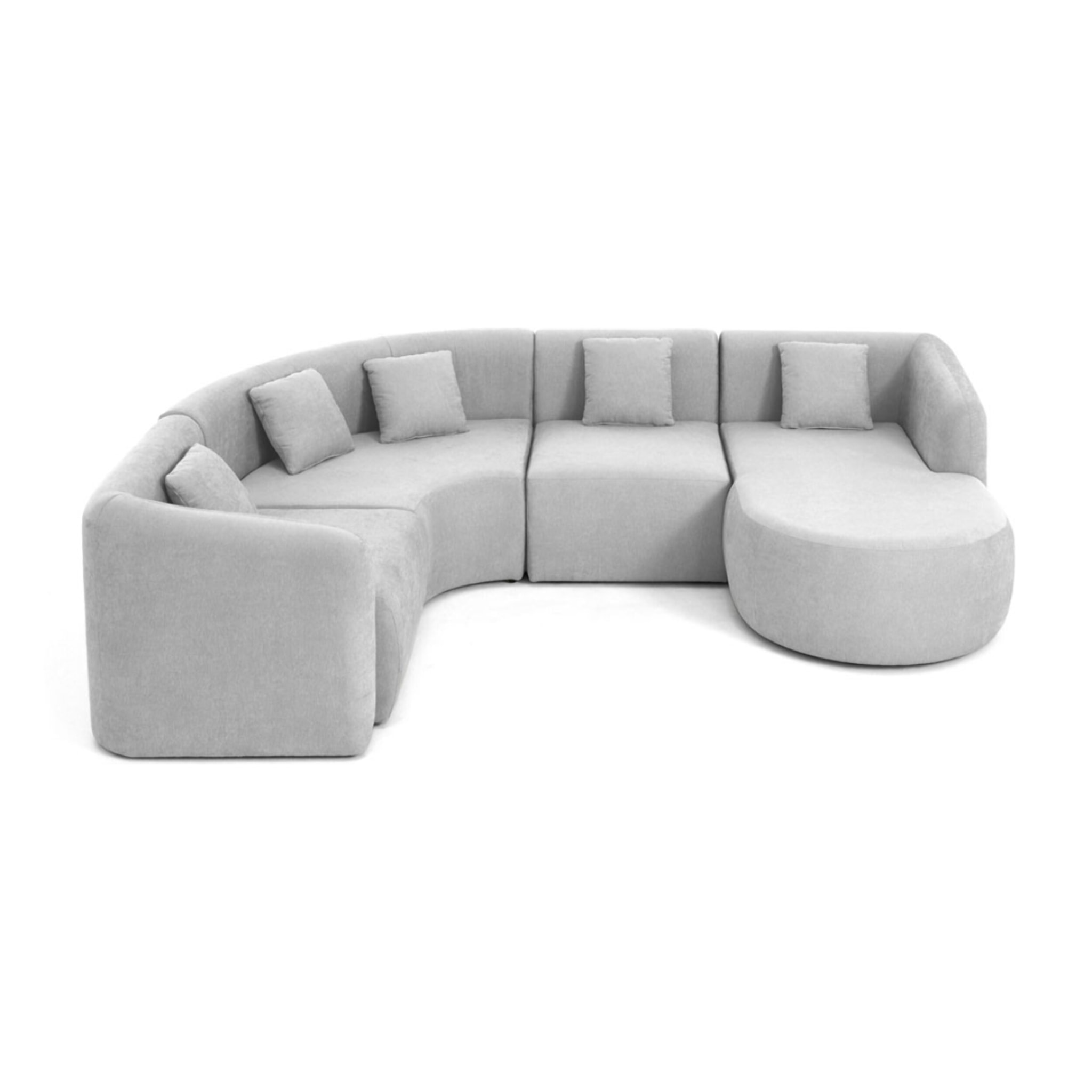 Ikare - canapé modulable d'angle droit - 5 places - avec méridienne - en tissu - Gris clair