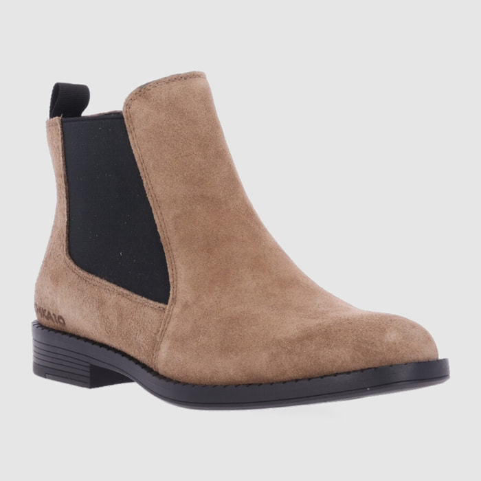 Botines de Serraje - Taupe - Tacón: Bajo