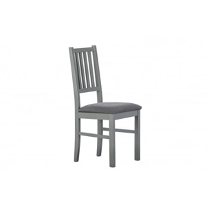 Set di 2 sedie, in legno massello verniciato grigio, con fondello imbottito,42x47x95 cm