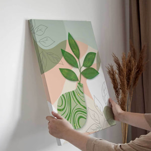 Tableau feuille verte en vase style moderne doux Toile imprimée