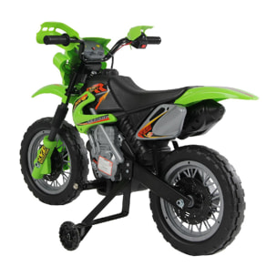 Moto Cross électrique enfant 3 à 6 ans 6 V phares klaxon musiques 102 x 53 x 66 cm vert et noir