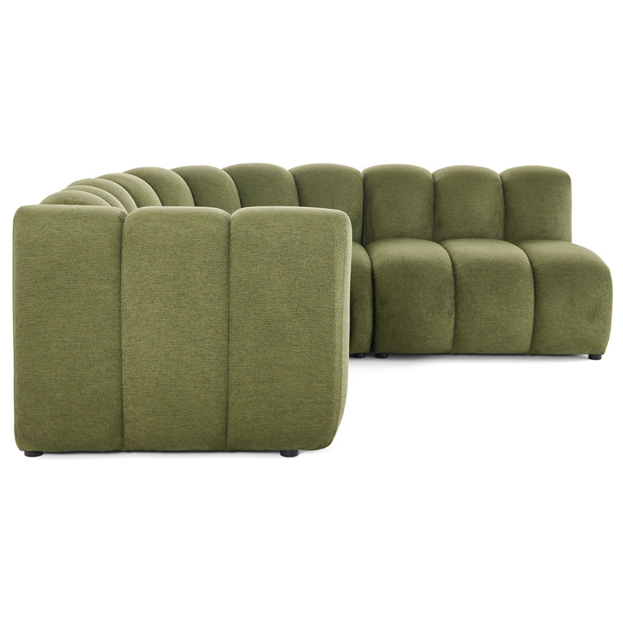Debbie - canapé modulable d'angle droit 4 places avec accoudoir en tissu texturé - Vert