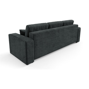 AURORE - Canapé 3 places en tissu texturé gris foncé