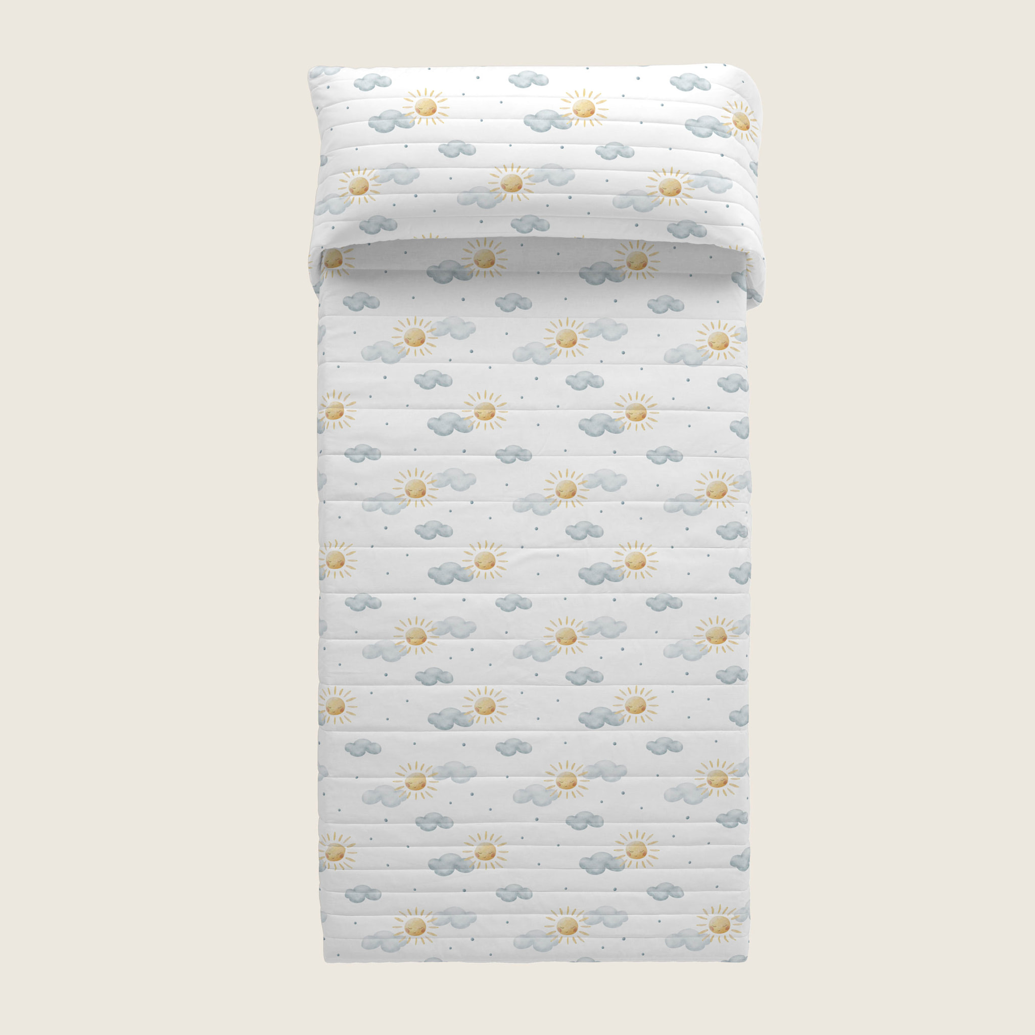 Cool Kids - Colcha Bouti Estampada - Reversible - Infantil - 100% Algodón - Cuna - Sun