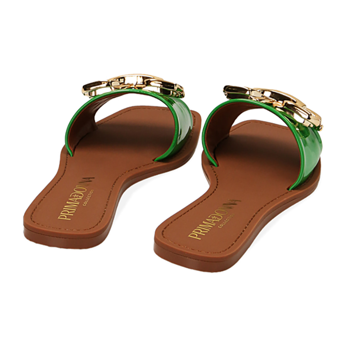 Zapatillas planas de charol verde