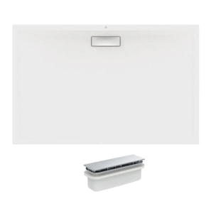 IDEAL STANDARD Receveur antidérapant 140 X 90 Ultra Flat New acrylique rectangle blanc bonde incluse