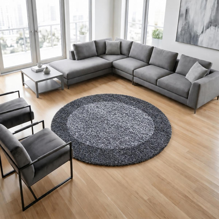 Tapis poils longs shaggy tissé motif simple NIVA